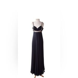 MARCHESA NOTTE Black Silk Chiffon Sequin Embellished Dress Gown 8 small S hoco